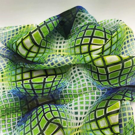 Op-art kék zöld kör kocka sál