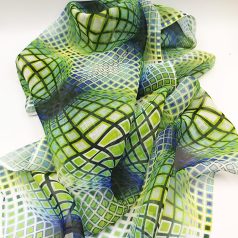 Op-art kék zöld kör kocka sál