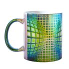 Op-art kék zöld kör kocka zöld VARÁZS bögre