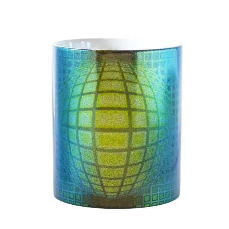 Op-art kék zöld kör kocka zöld VARÁZS bögre