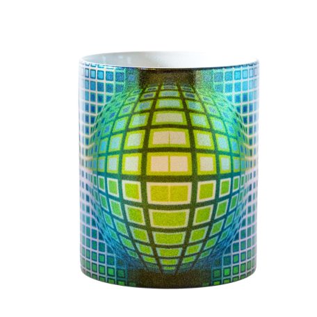 Op-art kék zöld kör kocka zöld VARÁZS bögre