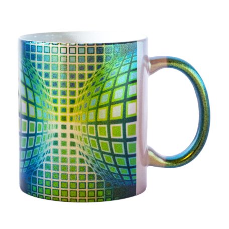 Op-art kék zöld kör kocka zöld VARÁZS bögre