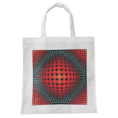 Op-art piros körös bevásárló táska
