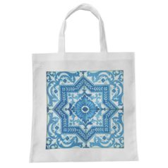 Pécsi csempe kék ornamentikás csempe bevásárló táska