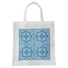 Pécsi csempe kék ornamentikás csempe bevásárló táska