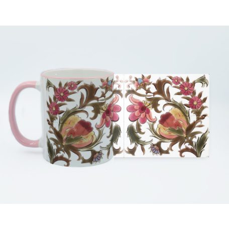 Pécsi csempe rózsaszín csempe minta bögre