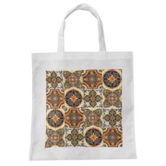 Pécsi csempe sárga barna csempe minta bevásárló táska