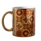 Pécsi csempe sárga barna csempe textúra minta bögre