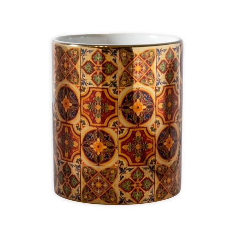 Pécsi csempe sárga barna csempe textúra minta bögre