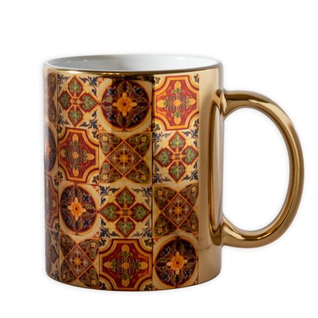 Pécsi csempe sárga barna csempe textúra minta bögre