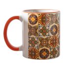 Pécsi csempe sárga barna csempe textúra minta bögre