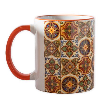 Pécsi csempe sárga barna csempe textúra minta bögre