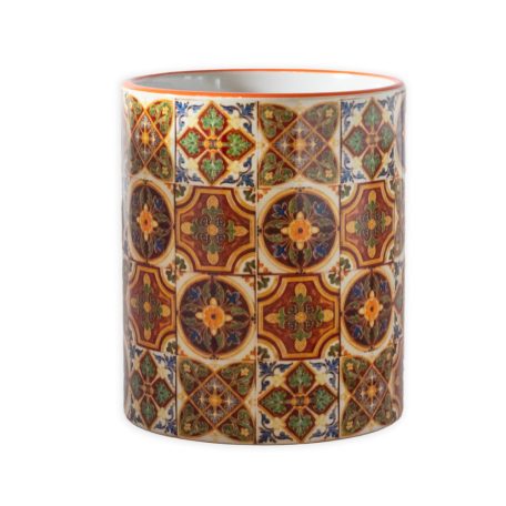 Pécsi csempe sárga barna csempe textúra minta bögre