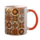 Pécsi csempe sárga barna csempe textúra minta bögre