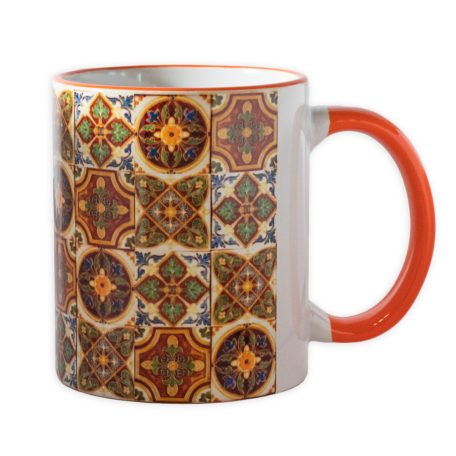 Pécsi csempe sárga barna csempe textúra minta bögre