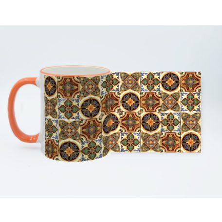 Pécsi csempe sárga barna csempe textúra minta bögre