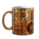 Pécsi csempe sárga barna csempe minta bögre