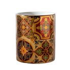 Pécsi csempe sárga barna csempe minta bögre