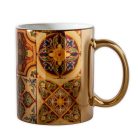 Pécsi csempe sárga barna csempe minta bögre