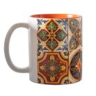 Pécsi csempe sárga barna csempe minta bögre