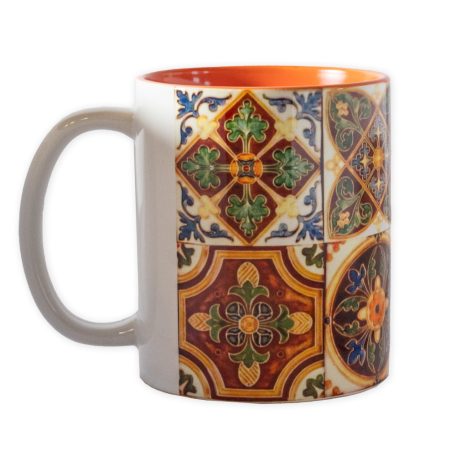 Pécsi csempe sárga barna csempe minta bögre