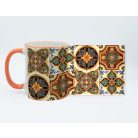 Pécsi csempe sárga barna csempe minta bögre