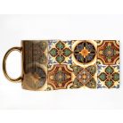 Pécsi csempe sárga barna csempe minta bögre