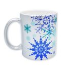 Ezüst kék karácsonyi hópehely bögre