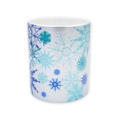 Ezüst kék karácsonyi hópehely bögre