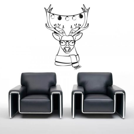 Hipster szarvasos matrica