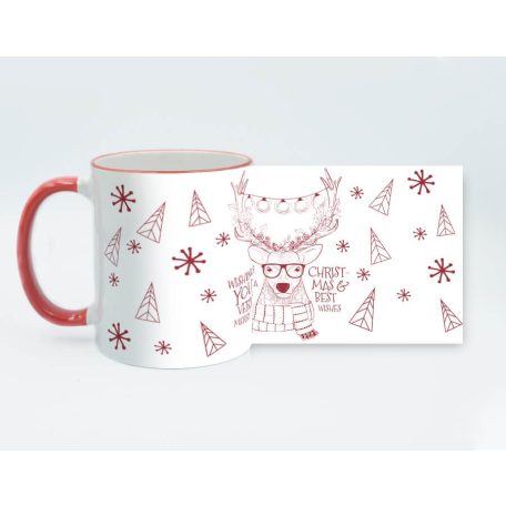 Hipster szarvasos karácsonyi bögre