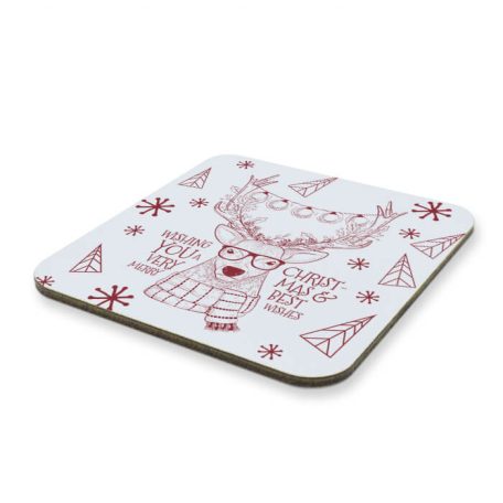 Hipster szarvasos karácsonyi poháralátét