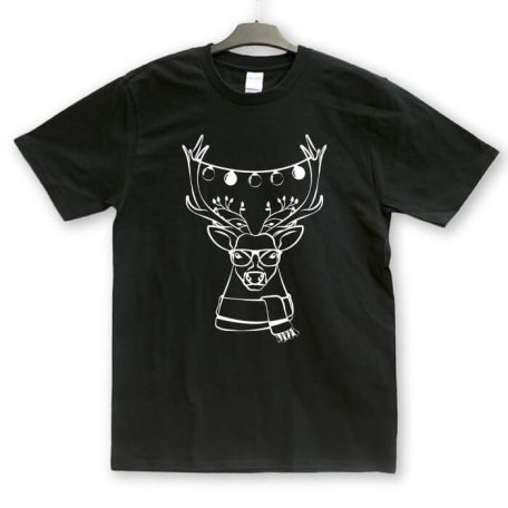 Hipster szarvasos karácsonyi unisex póló