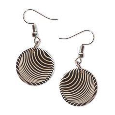 Op-art fekete alapú kör fülbevaló