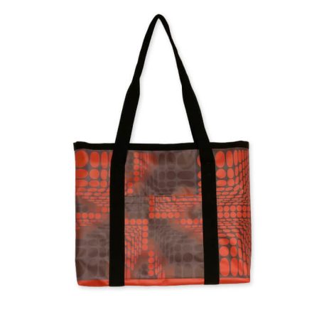 Op-art fekete-piros körös óriás női táska
