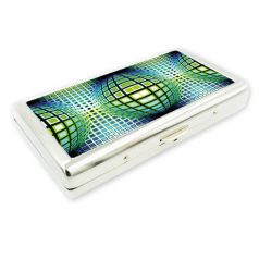Op-art kék zöld kör kocka cigaretta tartó
