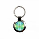 Op-art kék zöld kör kocka kulcstartó