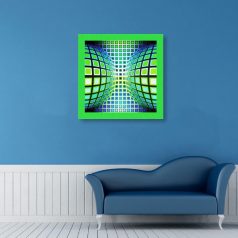 Op-art kék zöld kör kocka poszter