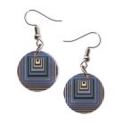 Op-art kék négyzetek fülbevaló