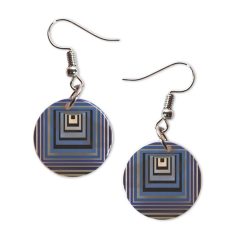 Op-art kék négyzetek fülbevaló