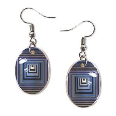 Op-art kék négyzetek fülbevaló