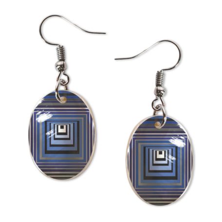 Op-art kék négyzetek fülbevaló