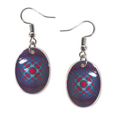 Op-art lila körös fülbevaló