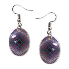 Op-art lila négyszöges fülbevaló