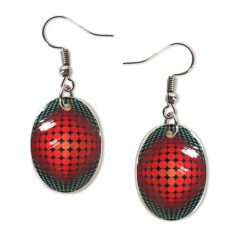 Op-art piros körös fülbevaló