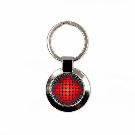 Op-art piros körös kulcstartó