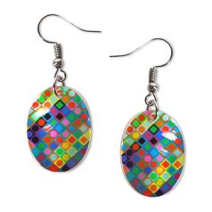 Op-art színes kockák fülbevaló