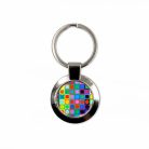 Op-art színes kockák kulcstartó