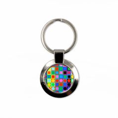 Op-art színes kockák kulcstartó