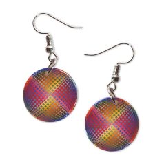 Op-art színes kör fülbevaló
